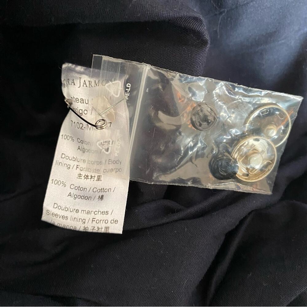 Mademoiselle Tara Jarmon Navy Blue Belted Trench Coat size 36 US size small - Picture 6 of 7